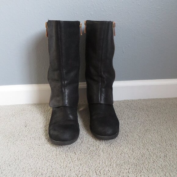 Vince camuto winivie womens boots size 7.5 bleack leather zipper Motorcycle - Picture 4 of 10